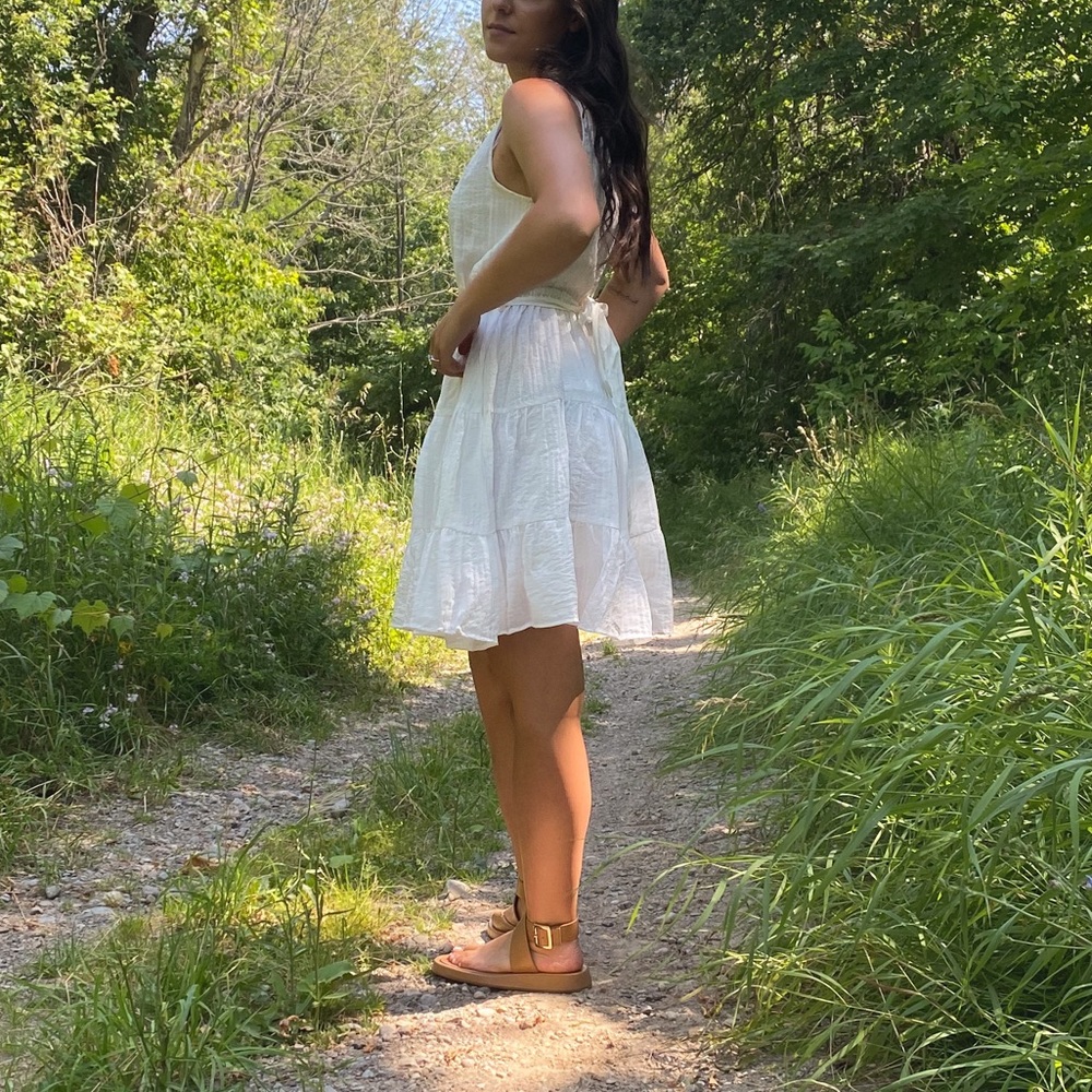 White Tiered Mini Dress
